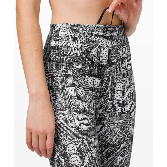 Lululemon Wunder Train High-Rise Tear It Up Alpine White Black Logo Tight Sz 2 - Picture 5 of 9